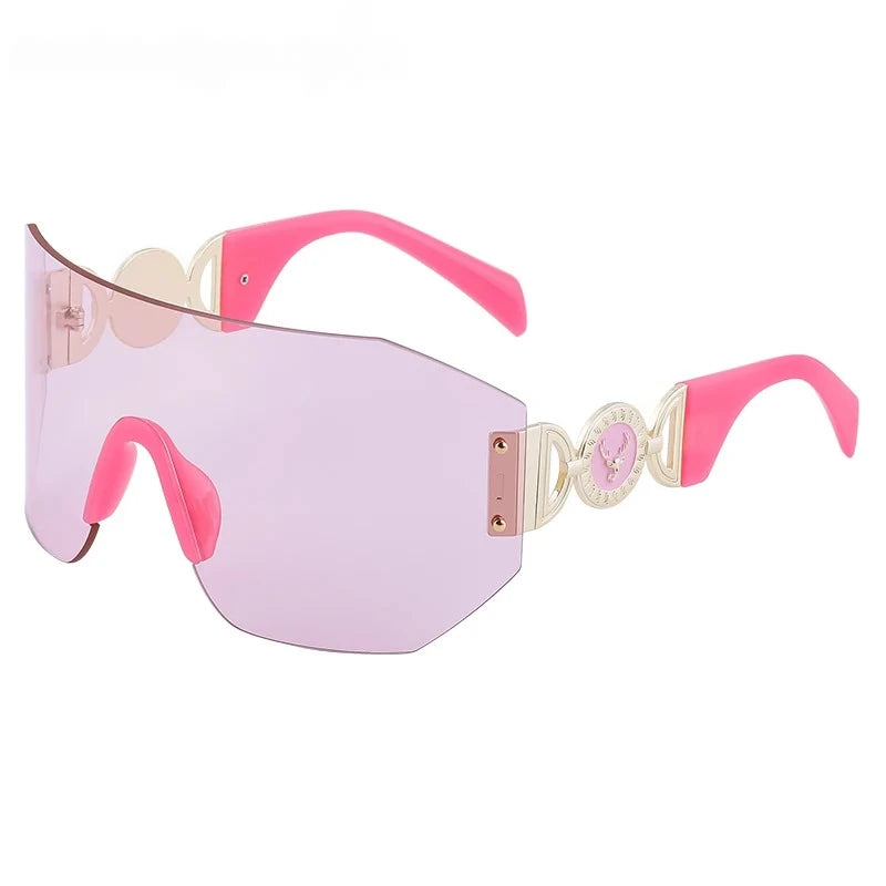 oversized shield rimless sunglasses, view 2 - MRSLM