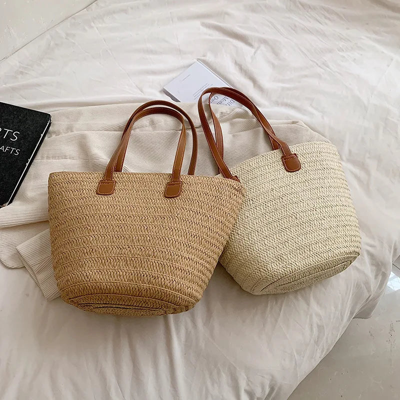 bohemian summer straw tote bag, view 6 - MRSLM