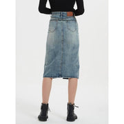 high waist denim skirt, view 6 - MRSLM