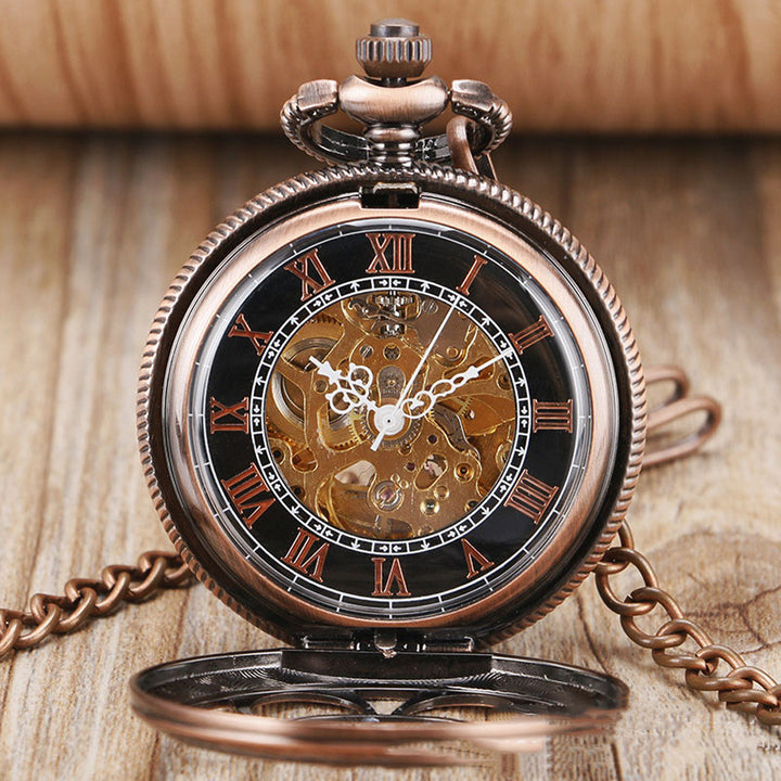 Skeleton Sun Flower Automatic Mechanical Pocket Watch