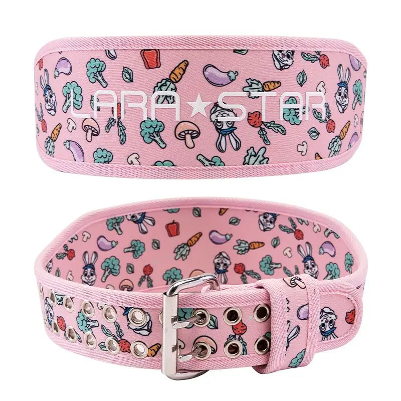 canvas weightlifting belt with rabbit pattern, view 4 - MRSLM