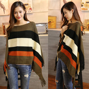 striped knit cape shawl, view 5 - MRSLM