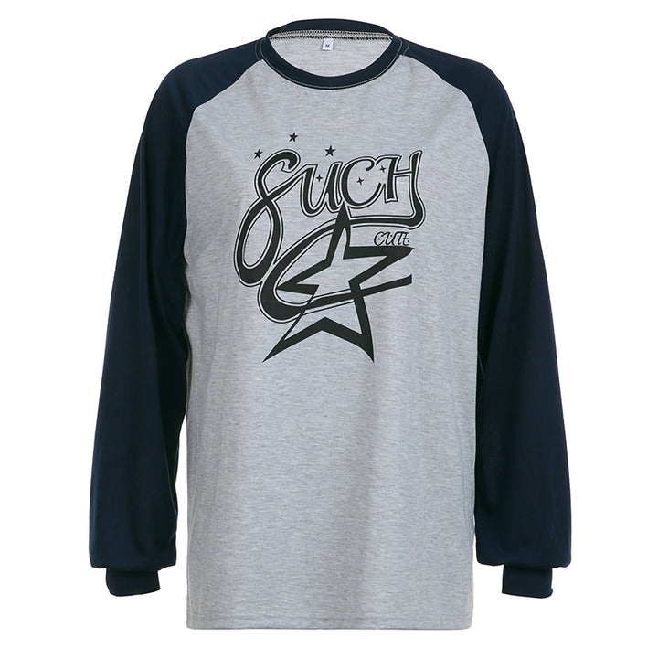 Casual Pentagram Printed Raglan Sleeve T-shirt