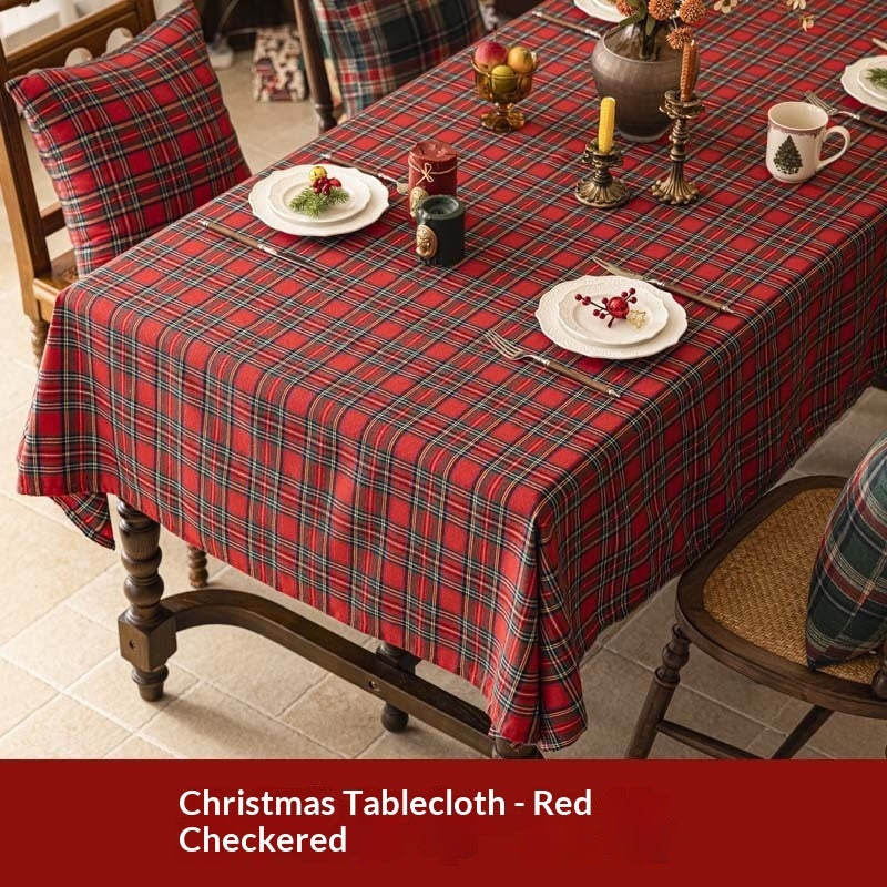 Christmas plaid tablecloth, view 3 - MRSLM