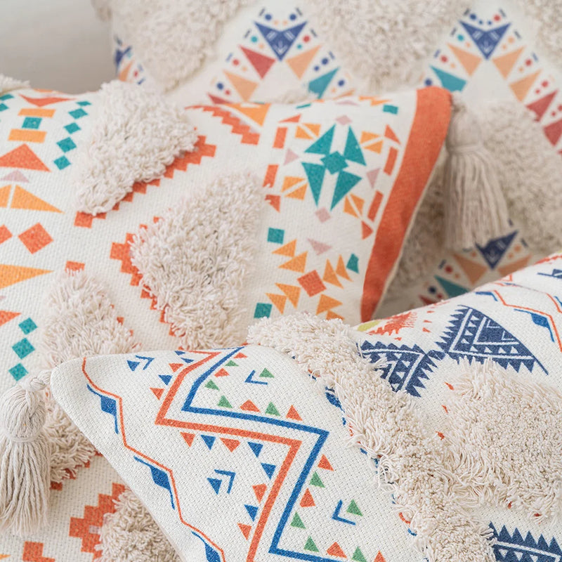 boho geometric tufted cushion cover, view 10 - MRSLM