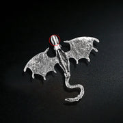 vintage enamel flying dragon brooch, view 11 - MRSLM