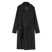 double breasted simple trench coat men with belt, view 2 - MRSLM