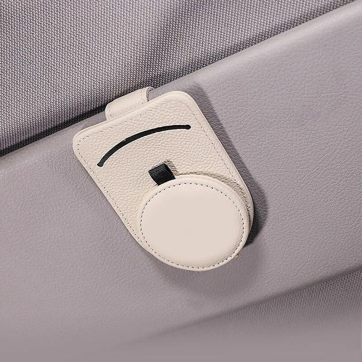 Luxury Leather Car Visor Sunglass and Card Holder with Diamond Crown