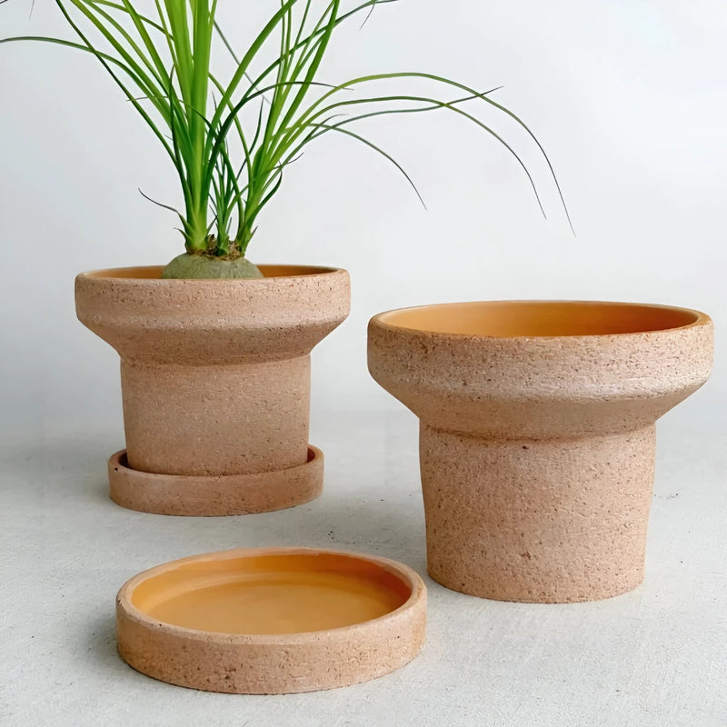 terracotta water pipe planter with tray, view 5 - MRSLM