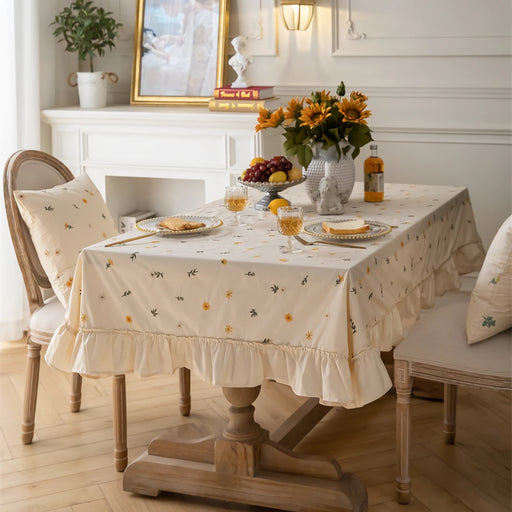 cotton embroidered tablecloth with lotus leaf edge - MRSLM