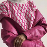 Striped turtleneck knit sweater, view 2 - MRSLM