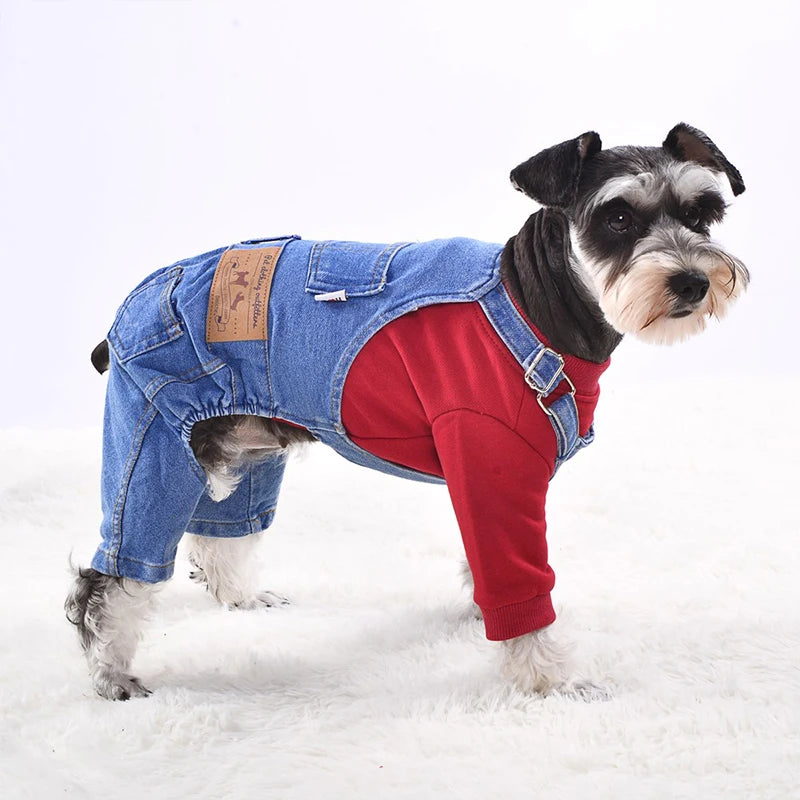 denim dog jumpsuit, view 4 - MRSLM