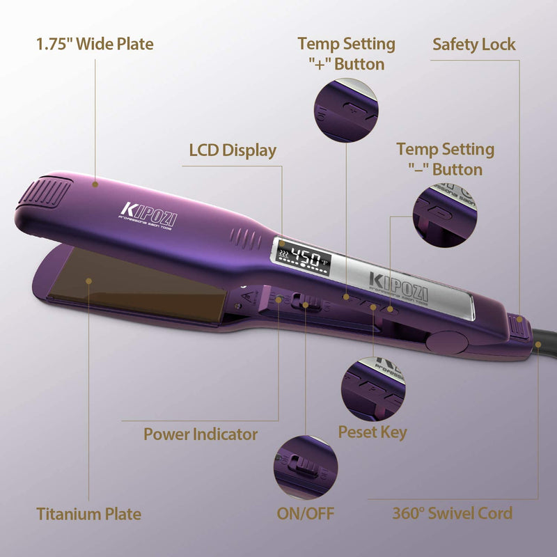 titanium hair straightener with LCD display, view 7 - MRSLM