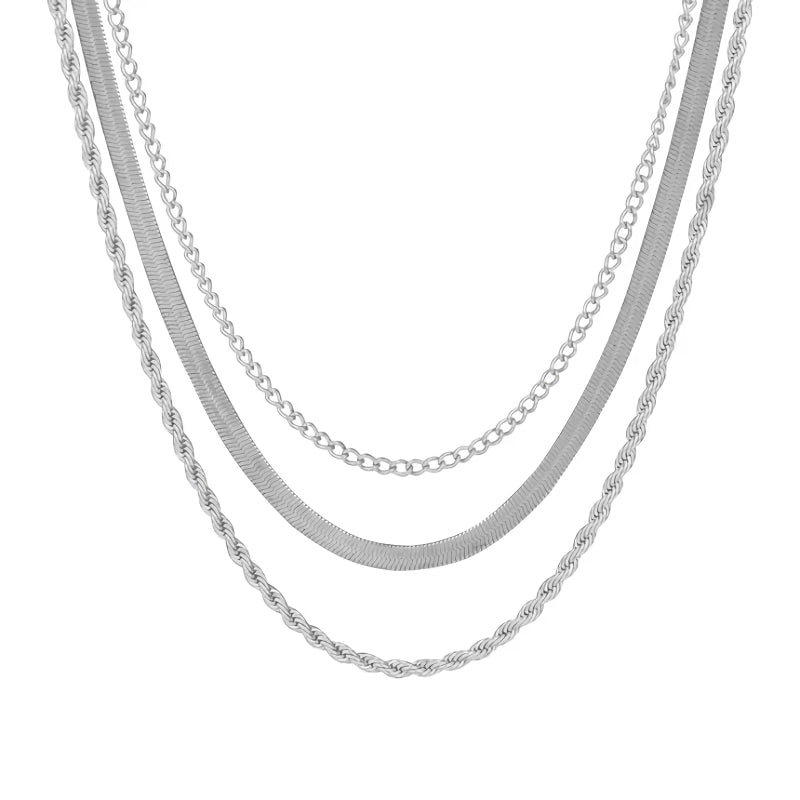 14k gold plated herringbone necklace, view 3 - MRSLM