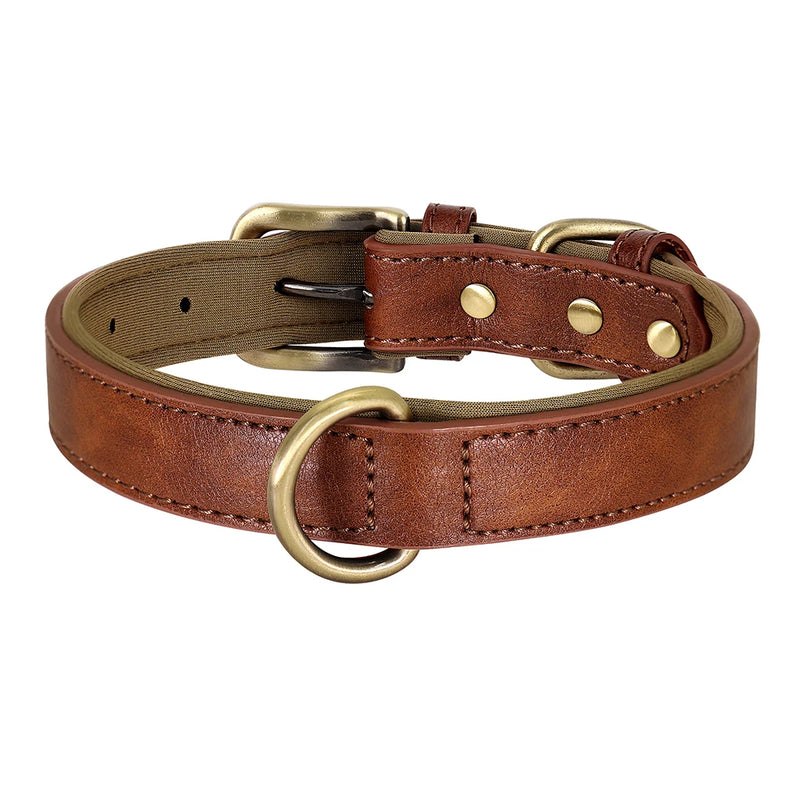 soft padded pu leather dog collar, view 2 - MRSLM