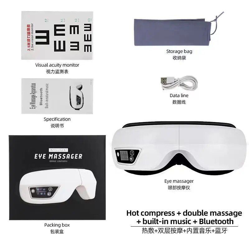 rechargeable eye massager with heat and music, view 2 - MRSLM
