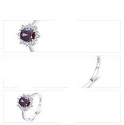 red zircon silver wedding ring, view 3 - MRSLM