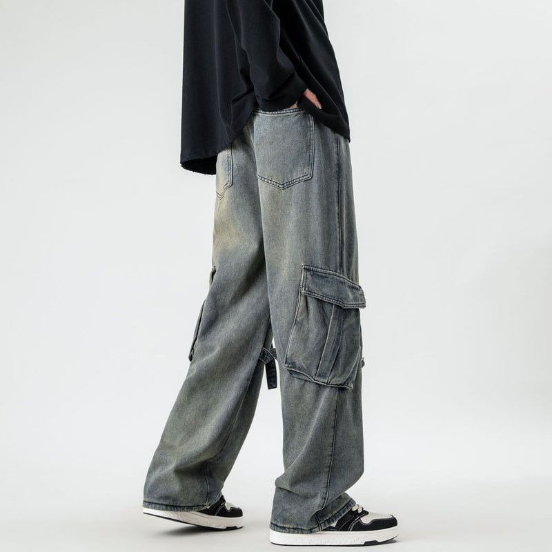 american retro strap design pants, view 3 - MRSLM