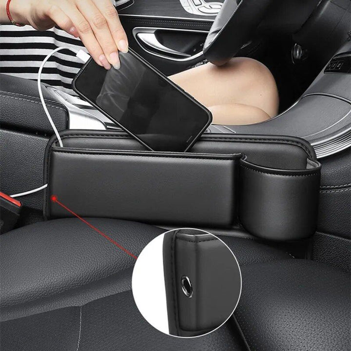 Universal PU Leather Car Seat Gap Storage with Cup Holder