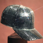 Silver mirror party peaked cap, view 7 - MRSLM