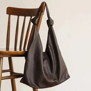 oversized leather hobo bag, view 8 - MRSLM