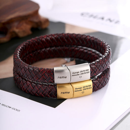 men's leather magnetic buckle bracelet - MRSLM