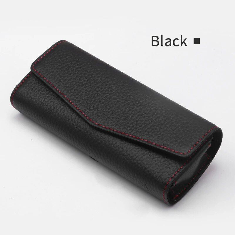 cowhide leather sunglasses case for car visor, view 6 - MRSLM