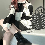 ripped plaid knit sweater, view 7 - MRSLM
