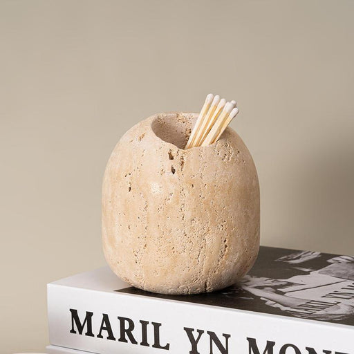beige travertine match holder - MRSLM