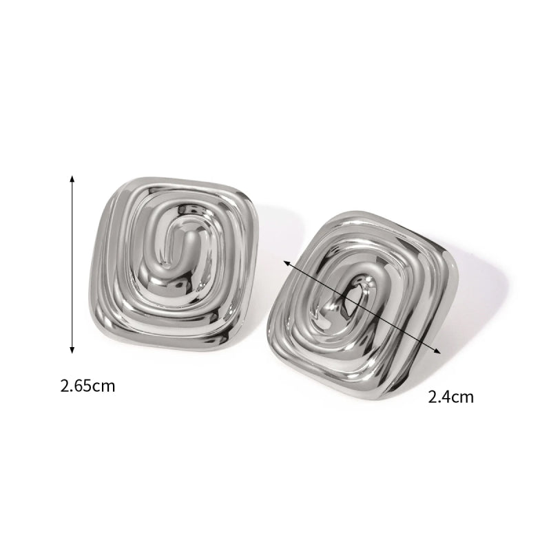 rectangular threaded earrings, view 3 - MRSLM