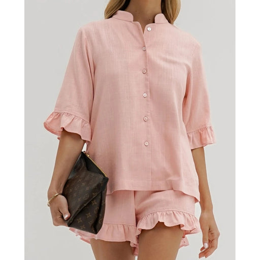pink cotton 2-piece set, view 2 - MRSLM