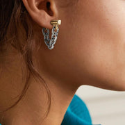 vintage gold-plated ring chain earrings, view 2 - MRSLM
