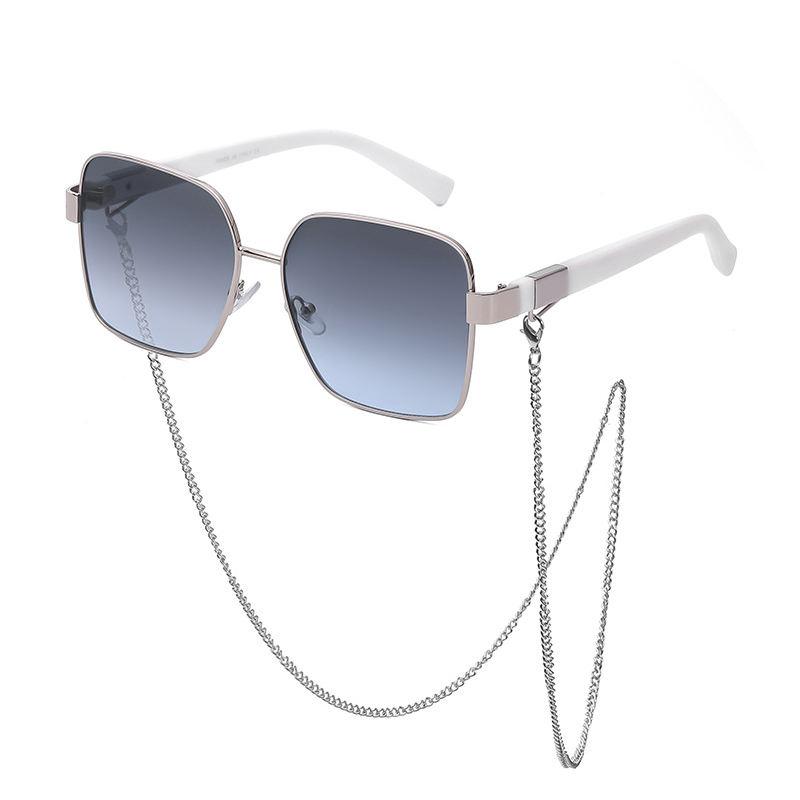 Oversized square sunglasses with chain, view 2 - MRSLM