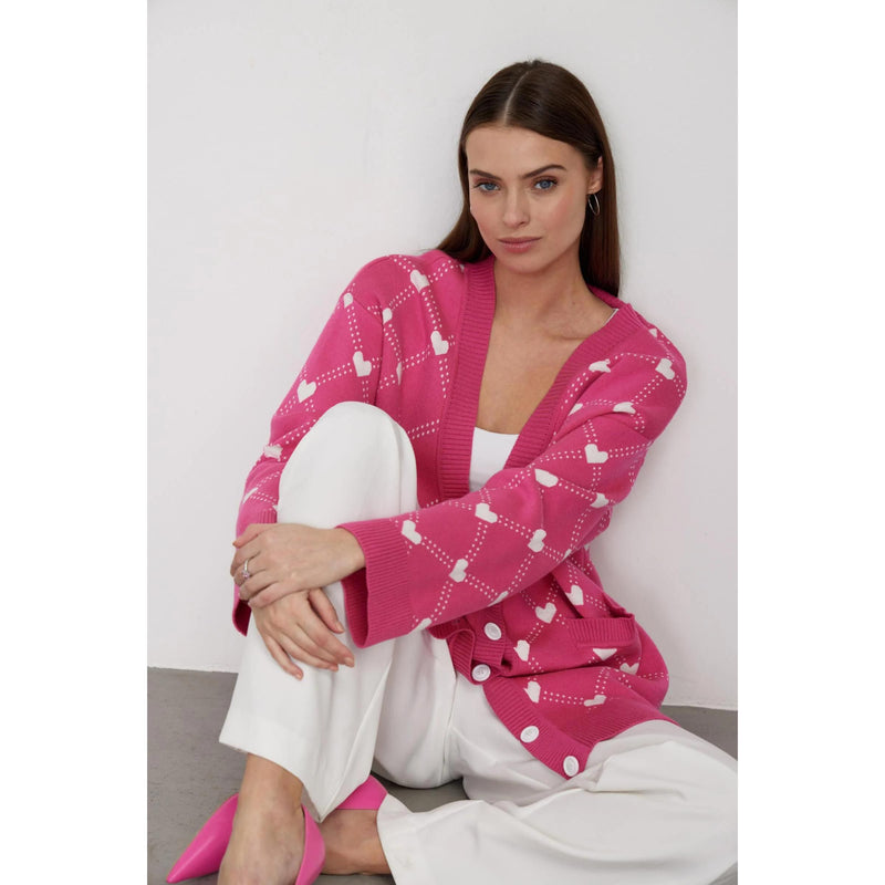Heart print knitted cardigan, view 9 - MRSLM