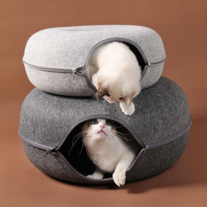 foldable felt cat tunnel bed, view 7 - MRSLM