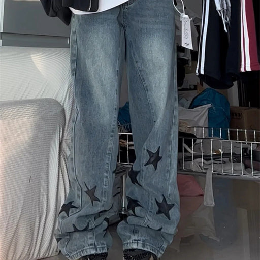 large size retro washed mid waist jeans - MRSLM