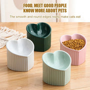 ceramic heart-shaped cat bowl, view 3 - MRSLM