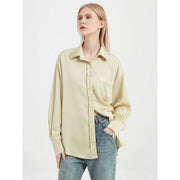 elegant satin long sleeve blouse, view 8 - MRSLM
