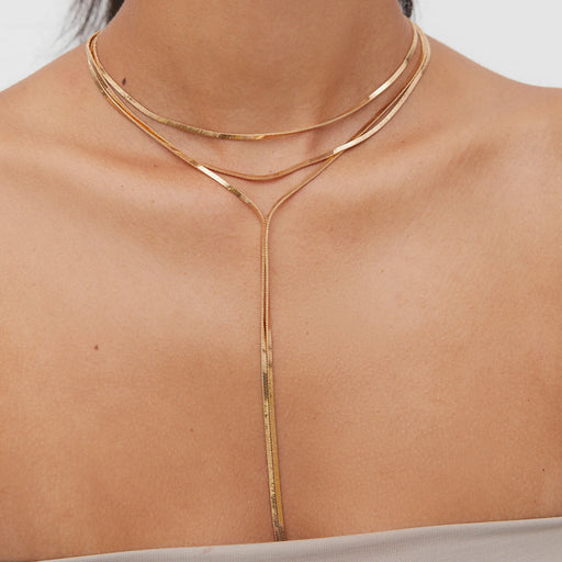 18K gold plated triple layer Y chain necklace - MRSLM