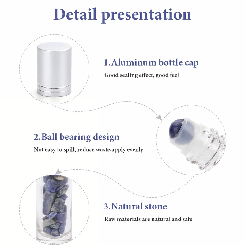 gemstone essential oil roller bottles, view 4 - MRSLM
