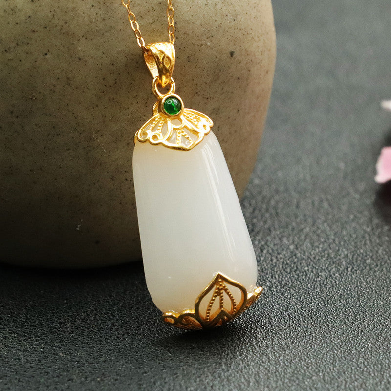 Natural Hetian jade silver inlay pendant, view 5 - MRSLM