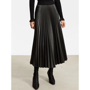 pleated A-line PU leather skirt, view 5 - MRSLM