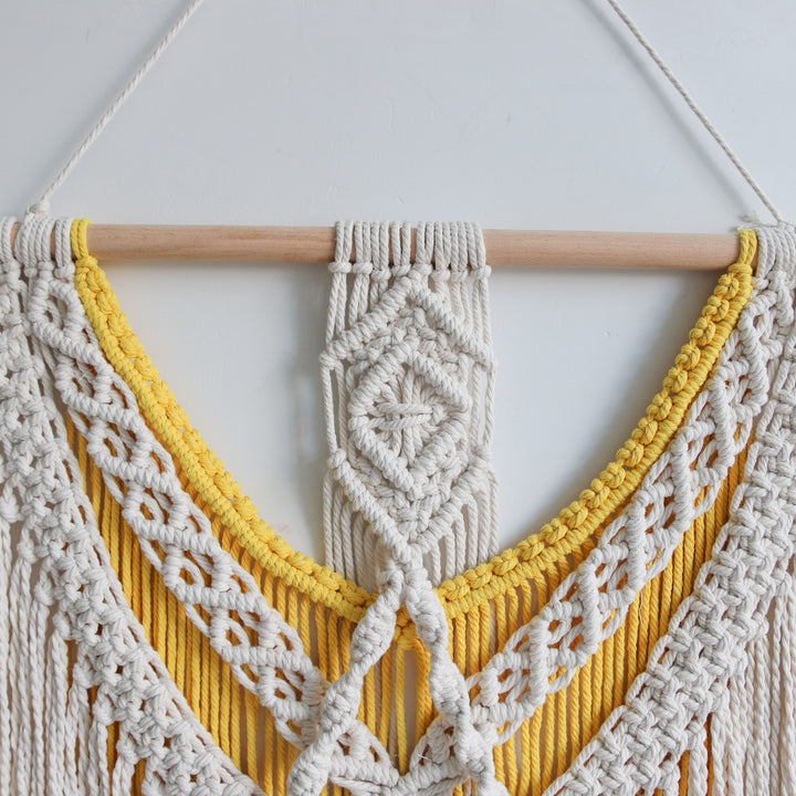 Yellow Large Macrame Wall Hanging Tapestry