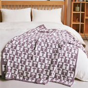 Checkerboard plaid knitted throw blanket, view 6 - MRSLM
