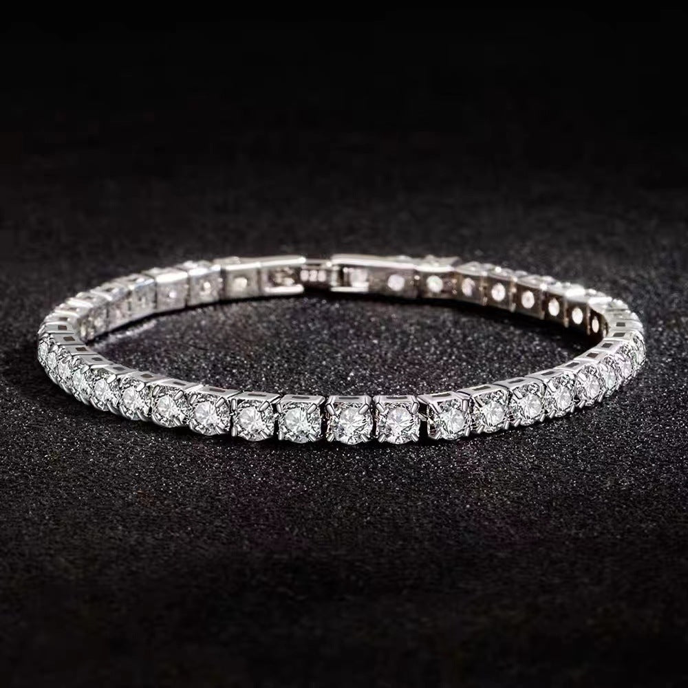 Silver High Carbon Diamond Bracelet Men And Women 5mm