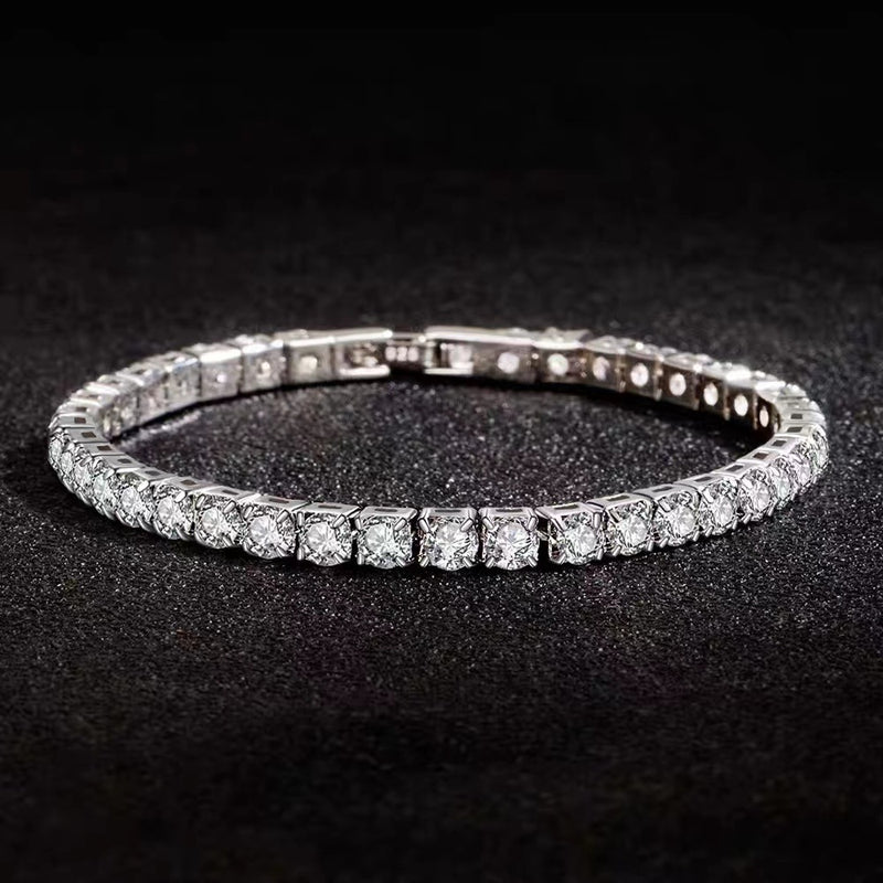 5mm high carbon diamond silver bracelet, view 4 - MRSLM