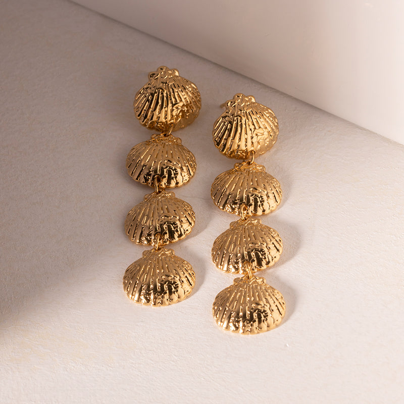gold plated shell earrings, view 8 - MRSLM