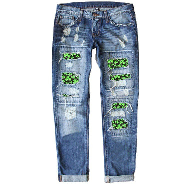 Printed washed wide leg jeans, view 4 - MRSLM
