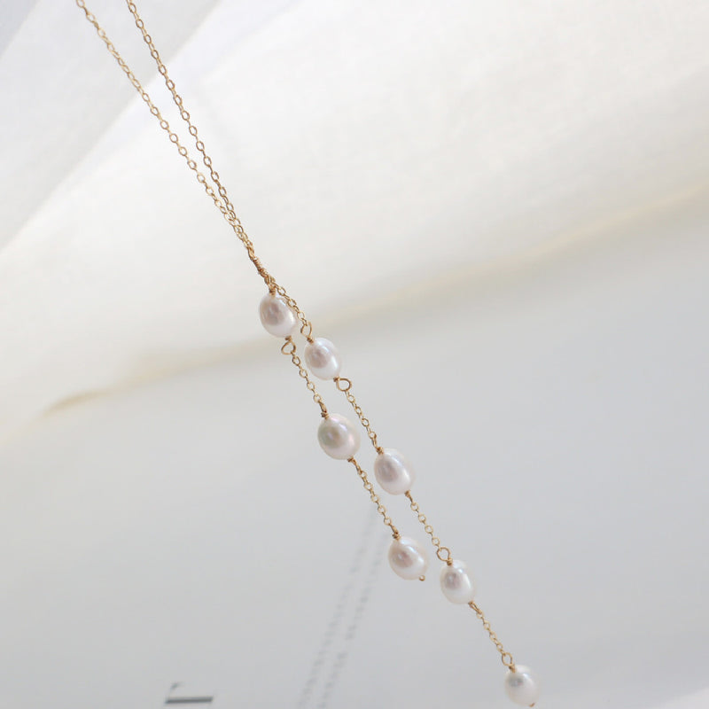 pearl shell tassel sweater chain necklace, view 5 - MRSLM