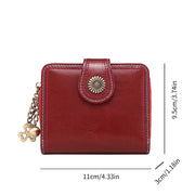 Women's small leather bifold wallet, view 9 - MRSLM